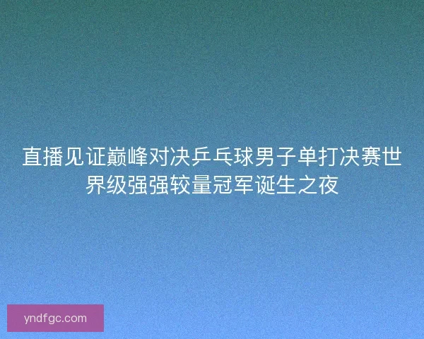 直播见证巅峰对决乒乓球男子单打决赛世界级强强较量冠军诞生之夜